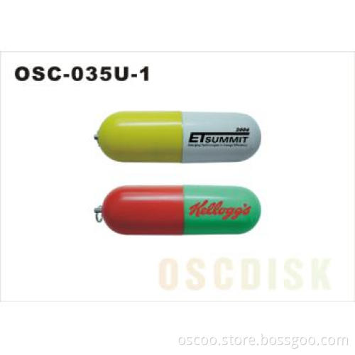 Pill style USB flash drive with plastic body